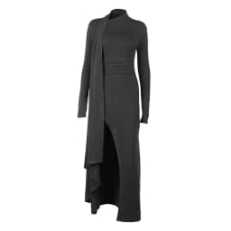 Asymmetrical Knit Long Dresses for Women Winter Fashion Kendall Outfits Gray Black Sexy Long Sleeve Slit Dress