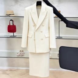 White Blazers Suits Set For Women 2026 New Spring Autumn Temperament Professional Formal Suit + Skirts 2PCS Ladies Outfits