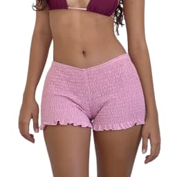 Women Frilly Ruffle Micro Bloomers Shorts Y2k Low Rise Smocked Mini Shorts Coquette Boxer Pj Shorts