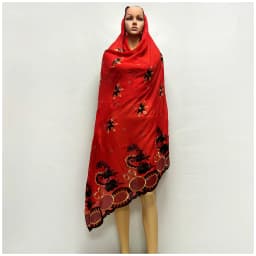 African Women Scarfs 2024 Fashion Hot Sale Big Circle Design Big Embrodiery Cotton Big Size Muslim Scarf for Shawls Pashmina
