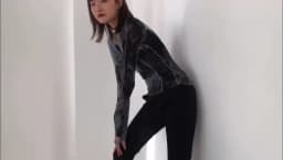 CHEERART Tie Dye Grey Black Turtleneck Woman Tshirts Bodycon Long Sleeve Top Women Fall Fashion Tee Shirt Femme Clothing