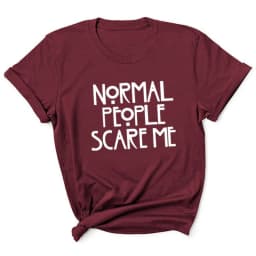Normal People Scare Me Letter Print Women T Shirt Short Sleeve O Neck Loose Women Tshirt Ladies Tee Shirt Tops Camisetas Mujer