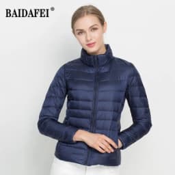 Women Short Puffer Jacket 2025 New Fashion Stand Collar Lightweight Water-Resistant Packable Female Down Parka Casual Coat