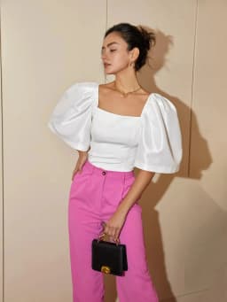 AEL-Square Neck Puff Sleeve Blouse for Women, Casual Top, Slim Fit Shirt, Elegant and Comfortable, Women's Fashion, Trendy