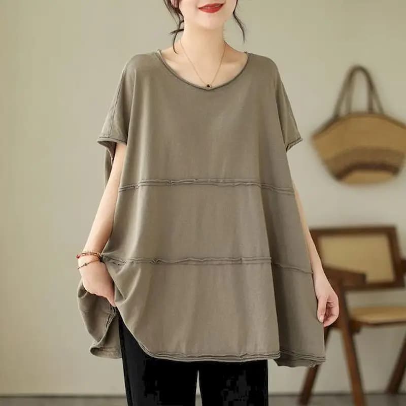 Oversized T Shirts Women Niche Design Sense Drop Shoulder Sleeve T-shirt Casual Loose Slimming Tops 2025 Summer Trend Tshirt Y2k