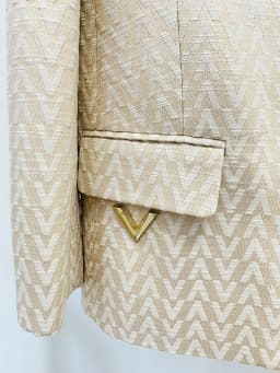 HIGH STREET Newest Fashion 2026 Designer Suit Set Women's Monogram Jacquard Blazer Pants Set 2pcs