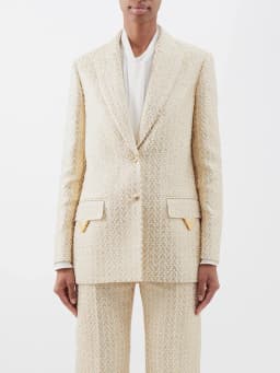 HIGH STREET Newest Fashion 2026 Designer Suit Set Women's Monogram Jacquard Blazer Pants Set 2pcs