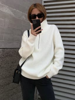 Winter Women's Turtleneck Knitted Fashion Zippers Sweaters Oversized Solid Gray Black Casual Long Sleeve Pullovers for Women