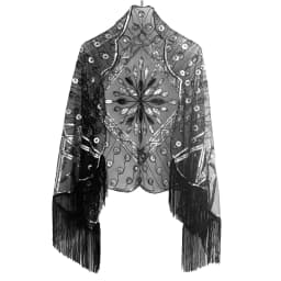 Women Ladies Retro Shawl Vintage 1920s Shiny Sequin Beads Fringe Tassel Cape Evening Dresses Cover Up
