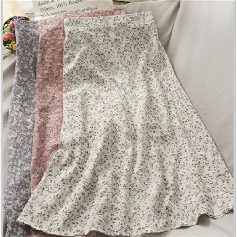 Woman Skirt 2026 Summer New Korean Ins Fashion Temperament Gentle Vintage Floral Slim Versatile High Waist Female Skirt
