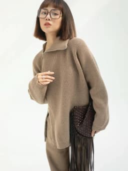 Autumn Knitted Two Piece Set Women 2025 Zipper Sweaters and Wide-leg Pants Suit Solid High-neck Pullover Sets for Women 2 Pieces