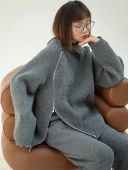 Autumn Knitted Two Piece Set Women 2025 Zipper Sweaters and Wide-leg Pants Suit Solid High-neck Pullover Sets for Women 2 Pieces