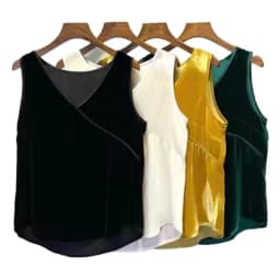 V Neck Summer Basic Shirts Solid Velvet Tank Tops Femme Casual Loose Vest Women' Fashion Vintage velour Tank Top