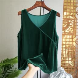 V Neck Summer Basic Shirts Solid Velvet Tank Tops Femme Casual Loose Vest Women' Fashion Vintage velour Tank Top