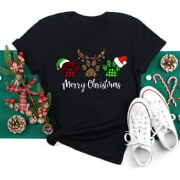 Women Christmas Santa Hat Print Black T Shirt Christmas Xmas Gifts Women's Top Tees Tshirt Harajuku Fashion New Year T-shirt