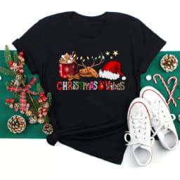 Women Christmas Santa Hat Print Black T Shirt Christmas Xmas Gifts Women's Top Tees Tshirt Harajuku Fashion New Year T-shirt