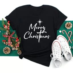 Women Christmas Santa Hat Print Black T Shirt Christmas Xmas Gifts Women's Top Tees Tshirt Harajuku Fashion New Year T-shirt