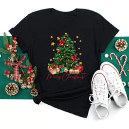 Women Christmas Santa Hat Print Black T Shirt Christmas Xmas Gifts Women's Top Tees Tshirt Harajuku Fashion New Year T-shirt