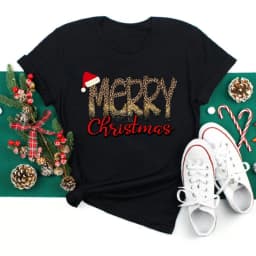Women Christmas Santa Hat Print Black T Shirt Christmas Xmas Gifts Women's Top Tees Tshirt Harajuku Fashion New Year T-shirt