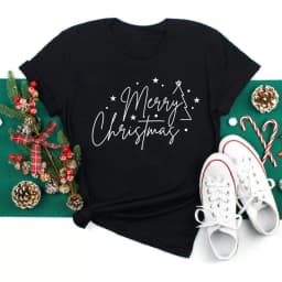 Women Christmas Santa Hat Print Black T Shirt Christmas Xmas Gifts Women's Top Tees Tshirt Harajuku Fashion New Year T-shirt