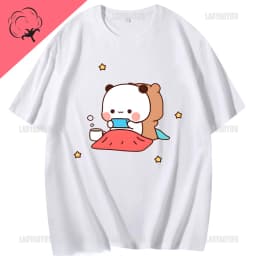 Kawaii Bubu Dudu Tshirt for Girl Cartoon Panda Bear Tee Women Clothing Men Summer Casual Tshirt Thirt Shirt Femme Cotton Tops
