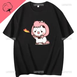 Kawaii Bubu Dudu Tshirt for Girl Cartoon Panda Bear Tee Women Clothing Men Summer Casual Tshirt Thirt Shirt Femme Cotton Tops