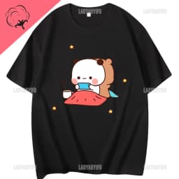 Kawaii Bubu Dudu Tshirt for Girl Cartoon Panda Bear Tee Women Clothing Men Summer Casual Tshirt Thirt Shirt Femme Cotton Tops