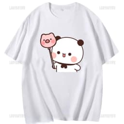 Kawaii Bubu Dudu Tshirt for Girl Cartoon Panda Bear Tee Women Clothing Men Summer Casual Tshirt Thirt Shirt Femme Cotton Tops