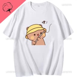 Kawaii Bubu Dudu Tshirt for Girl Cartoon Panda Bear Tee Women Clothing Men Summer Casual Tshirt Thirt Shirt Femme Cotton Tops