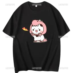 Kawaii Bubu Dudu Tshirt for Girl Cartoon Panda Bear Tee Women Clothing Men Summer Casual Tshirt Thirt Shirt Femme Cotton Tops