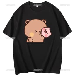 Kawaii Bubu Dudu Tshirt for Girl Cartoon Panda Bear Tee Women Clothing Men Summer Casual Tshirt Thirt Shirt Femme Cotton Tops