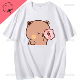 Kawaii Bubu Dudu Tshirt for Girl Cartoon Panda Bear Tee Women Clothing Men Summer Casual Tshirt Thirt Shirt Femme Cotton Tops