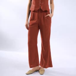 Retro Linen Women'S Suits Women 2026 Blue Sleeveless Button Up Vest Tops + Wide Leg Pants Sets 2 Pieces Outfits Ensemble Femme