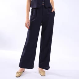 Retro Linen Women'S Suits Women 2026 Blue Sleeveless Button Up Vest Tops + Wide Leg Pants Sets 2 Pieces Outfits Ensemble Femme