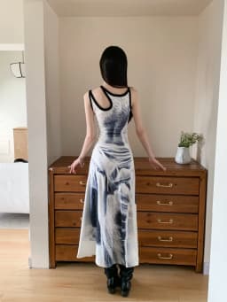 CHEERART Cut Out White Designer Long Dress For Women 2023 Sleeveless A Line Tunics Bodycon Midi Dress Summer Aesthetic Clothes