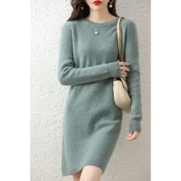 Knit Dresses for Women's Fashion Sweater 100% Merino Wool Winter Ladies O-Neck Warm Knitted Dress Fall Female Casual Black Skirt