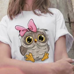 Summer Cute Owl Animal Fashion Cute Casual Couple Short Sleeve T-shirt Women oversized t shirt aesthetic tops
