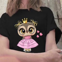 Summer Cute Owl Animal Fashion Cute Casual Couple Short Sleeve T-shirt Women oversized t shirt aesthetic tops