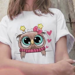 Summer Cute Owl Animal Fashion Cute Casual Couple Short Sleeve T-shirt Women oversized t shirt aesthetic tops