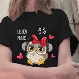 Summer Cute Owl Animal Fashion Cute Casual Couple Short Sleeve T-shirt Women oversized t shirt aesthetic tops