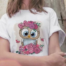 Summer Cute Owl Animal Fashion Cute Casual Couple Short Sleeve T-shirt Women oversized t shirt aesthetic tops