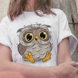 Summer Cute Owl Animal Fashion Cute Casual Couple Short Sleeve T-shirt Women oversized t shirt aesthetic tops