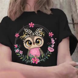 Summer Cute Owl Animal Fashion Cute Casual Couple Short Sleeve T-shirt Women oversized t shirt aesthetic tops