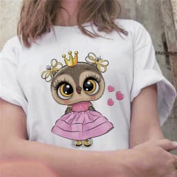 Summer Cute Owl Animal Fashion Cute Casual Couple Short Sleeve T-shirt Women oversized t shirt aesthetic tops