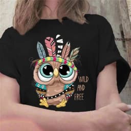 Summer Cute Owl Animal Fashion Cute Casual Couple Short Sleeve T-shirt Women oversized t shirt aesthetic tops
