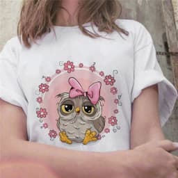 Summer Cute Owl Animal Fashion Cute Casual Couple Short Sleeve T-shirt Women oversized t shirt aesthetic tops