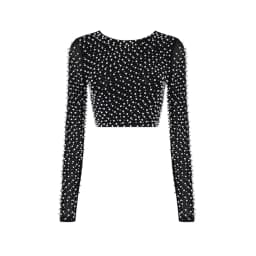 Sexy Beading Fashion Top Women Long Sleeve Clothes Club Party Sexy Mesh Vintage Elegant Tops