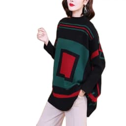 Half Turtleneck Knitted Wool Sweater Women's Pullover Autumn And Winter New Temperament Fashion Loose Sweater Jacquar Pullover