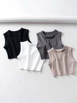 2024 Summer Vintage White Crop Tops Women Biker Black Punk Sexy Tank Top Korean Streetwear Cropped Sleeveless Top Feminino