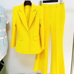 HIGH STREET Newest 2026 Runway Designer Suit Set Women's Single Button Blazer Flare Pants Suit